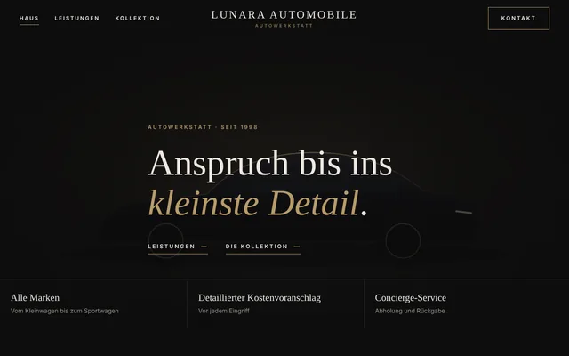 Website-Beispiel: Lunara Automobile, Autowerkstatt