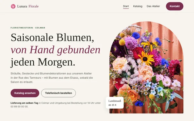 Website-Beispiel: Lunara Florale, Blumengeschäft