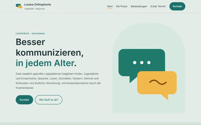 Website-Beispiel: Lunara Orthophonie, logopädische Praxis