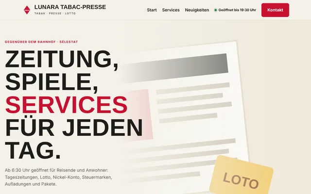 Website-Beispiel: Lunara Tabac-Presse, Zeitschriften- und Tabakladen