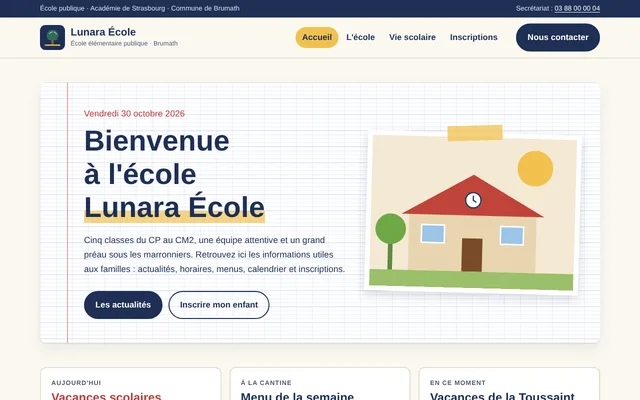 Exemple de site réalisé : Lunara École, école élémentaire