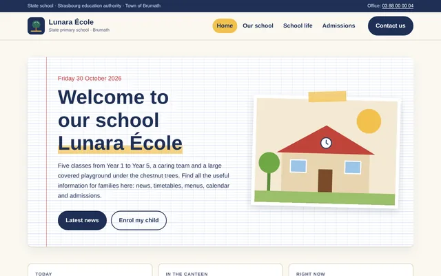 Example website: Lunara École, primary school
