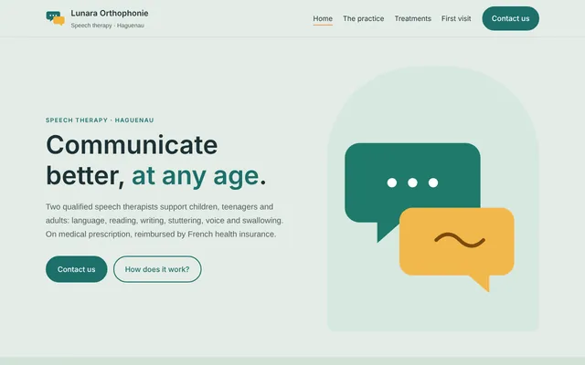 Example website: Lunara Orthophonie, speech therapy practice