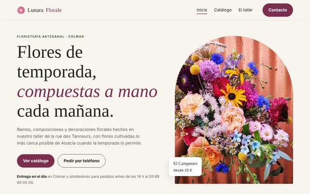 Ejemplo de sitio web: Lunara Florale, floristería