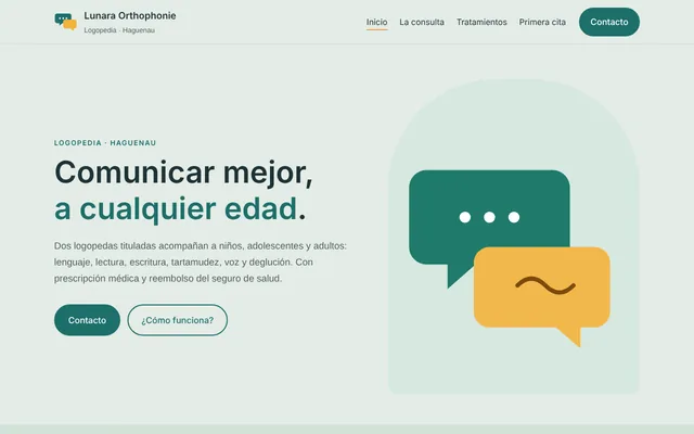 Ejemplo de sitio web: Lunara Orthophonie, consulta de logopedia