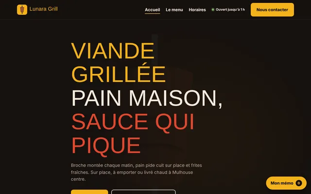 Exemple de site réalisé : Lunara Grill, restauration rapide