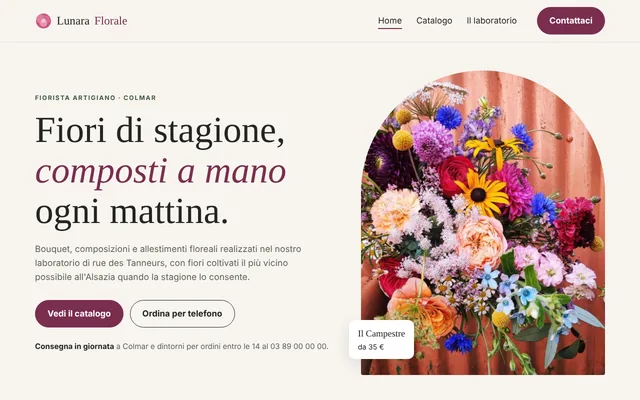 Esempio di sito: Lunara Florale, fiorista