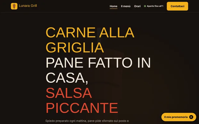 Esempio di sito: Lunara Grill, fast food