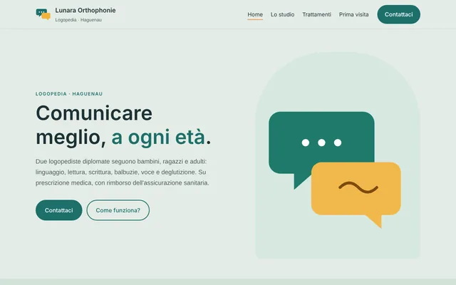 Esempio di sito: Lunara Orthophonie, studio di logopedia