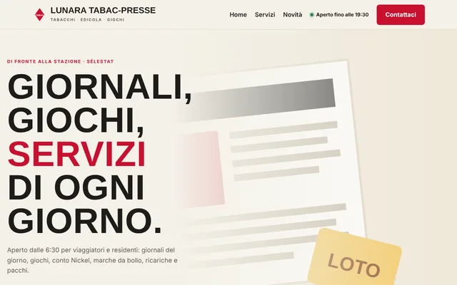 Esempio di sito: Lunara Tabac-Presse, tabaccheria ed edicola